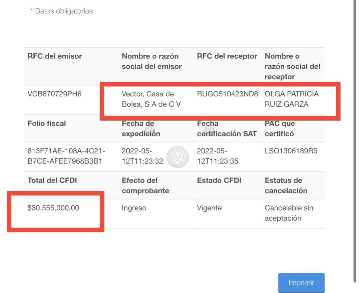 CFDI, que fue difundido en redes sociales y es una violación a la normativa de secreto bancario, de acuerdo con la Senadora.