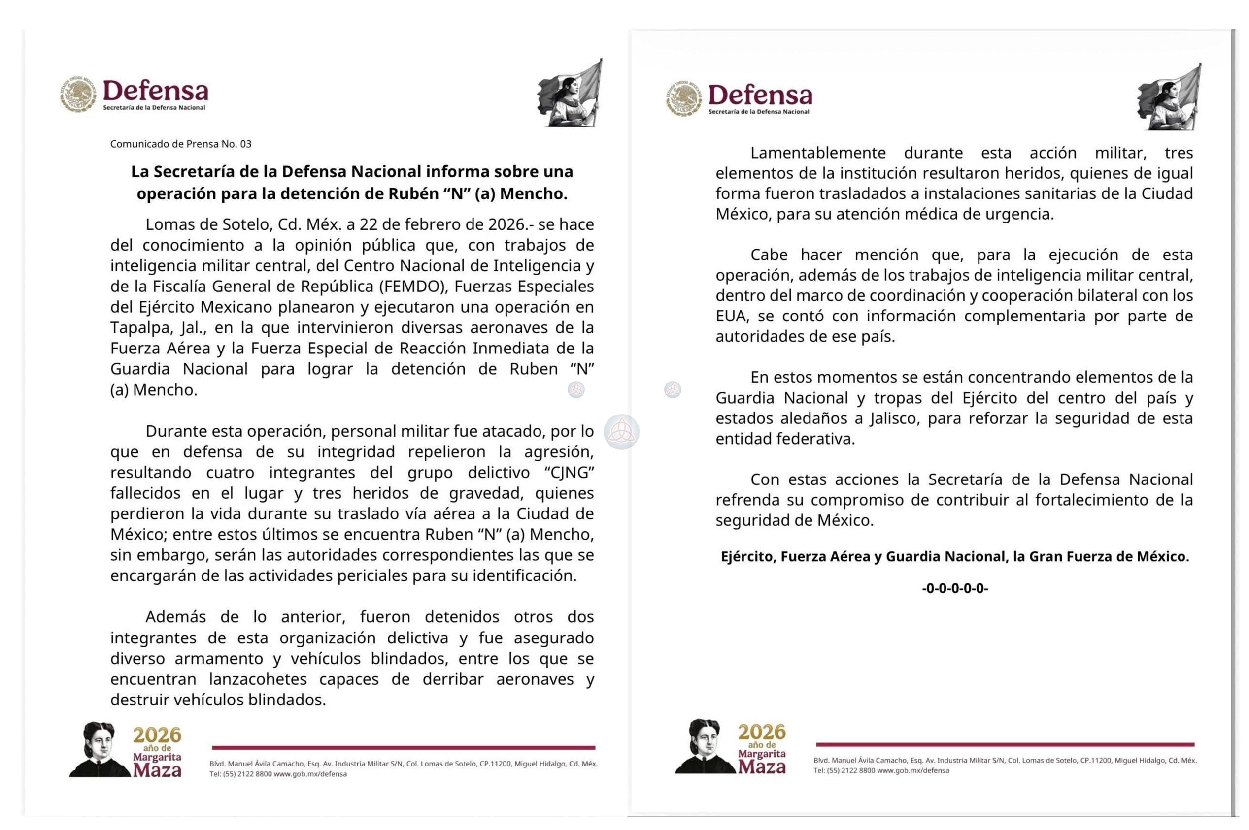 Comunicado de Oficial de la DEFENSA