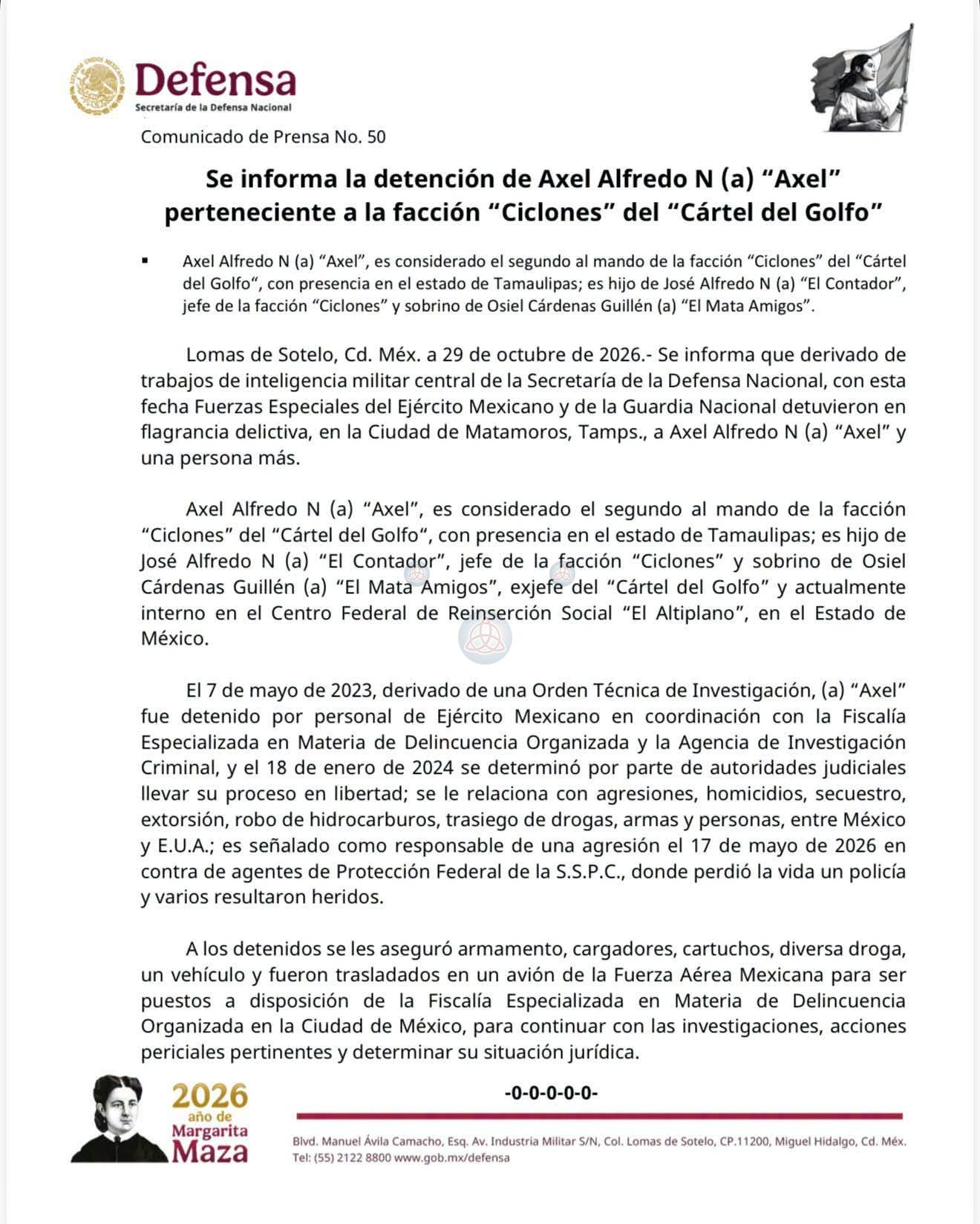 Comunicado SEDENA